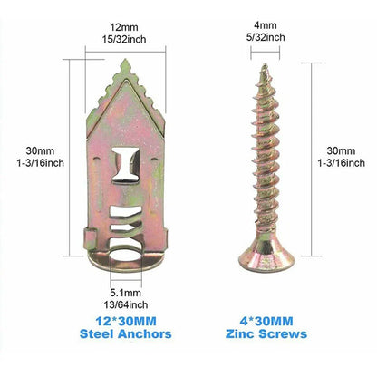 🔥LAST DAY SALE-80% OFF🔥-100PCS/200PCS Self-Drilling Drywall Anchors Kit No Drill Needed Easy Hang